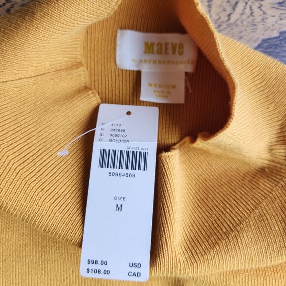 NWT Maeve By Anthropologie Bell Sleeve Mock Neck Sweater Orange - Picture 9 of 11